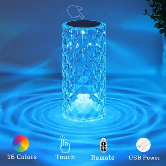 16-Color Touch-Controlled Crystal Table Lamp
